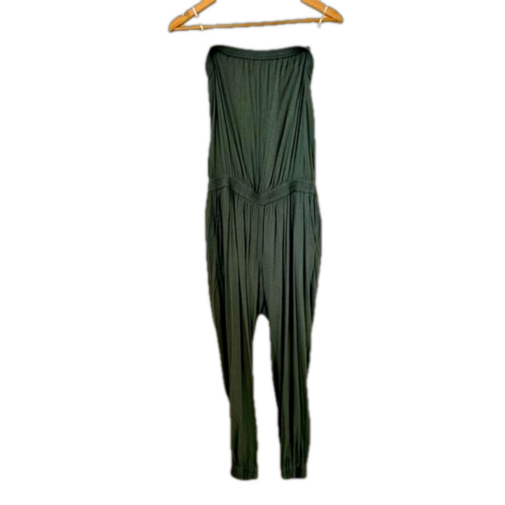 Sunday Best khaki Tabata strapless jumpsuit. Size M
